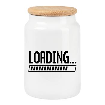 Loading - Cookie Jar with Wooden Lid - white - Front