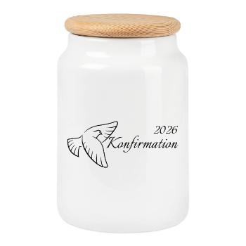 Confirmation 2026 Trinity Flying Dove - Boîte à biscuits avec couvercle en bois - blanc - Devant