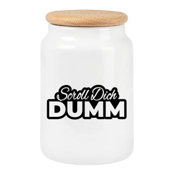 Faites défiler votre stupide typo imprimer - Boîte à biscuits avec couvercle en bois - blanc - Devant