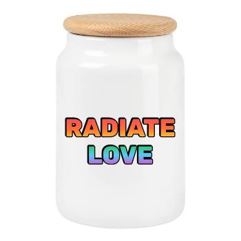 Typographie en dégradé Radiate Love - Boîte à biscuits avec couvercle en bois - blanc - Devant