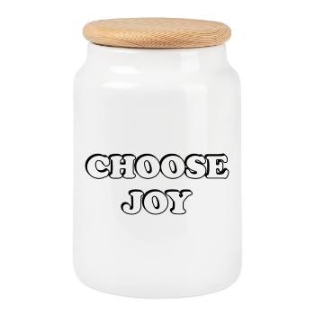 Choose Joy Bold Typography - Cookie Jar with Wooden Lid - white - Front