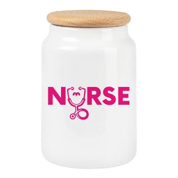 Drôle d’infirmière Cadeaux Tenues d’allaitement - Boîte à biscuits avec couvercle en bois - blanc - Devant