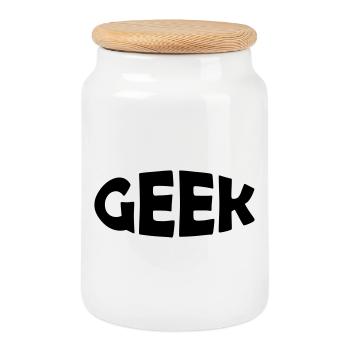 Geek - Boîte à biscuits avec couvercle en bois - blanc - Devant