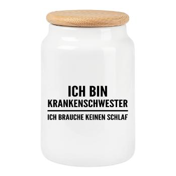 Ich bin Krankenschwester ich brauche keinen Schlaf - Keksdose mit Holzdeckel - Weiß - Vorne