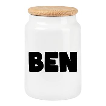 Ben Name - Cookie Jar with Wooden Lid - white - Front