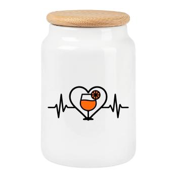 Spritz Heart Cocktail Apéritif - Boîte à biscuits avec couvercle en bois - blanc - Devant