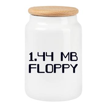 Floppy Disk 90er Jahre Speicher - Keksdose mit Holzdeckel - Weiß - Vorne