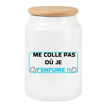 Me colle pas ou je t'enfume  - Boîte à biscuits avec couvercle en bois - blanc - Devant