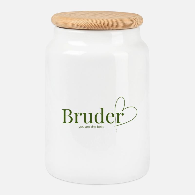 Bruderherz_the_best - Keksdose mit Holzdeckel - Weiß