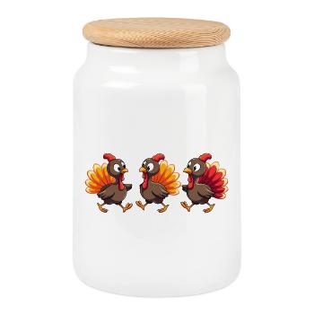 Bébé dinde de Thanksgiving - Boîte à biscuits avec couvercle en bois - blanc - Devant