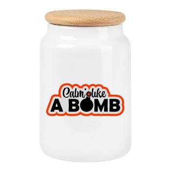 Calme comme une bombe Paradoxe Ironie Humour Blague explosive - Boîte à biscuits avec couvercle en bois - blanc - Devant