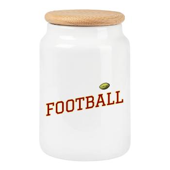 Alimenté par le design du football - Boîte à biscuits avec couvercle en bois - blanc - Devant