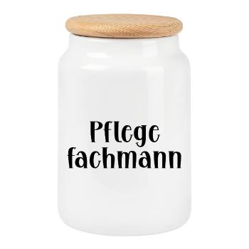 Pflegefachmann Pflege - Keksdose mit Holzdeckel - Weiß - Vorne