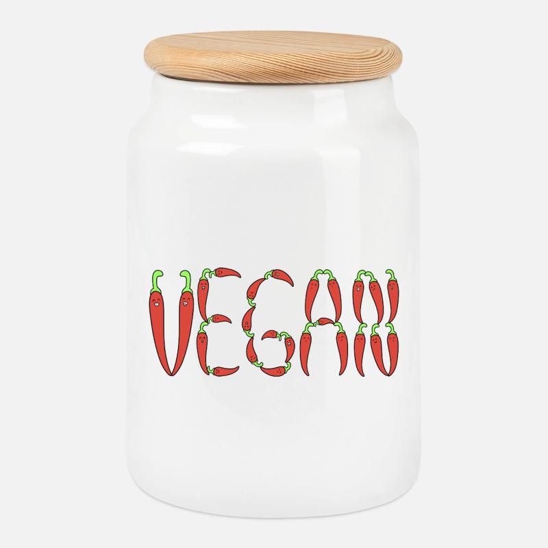 Veganer Chili - Keksdose mit Holzdeckel - Weiß