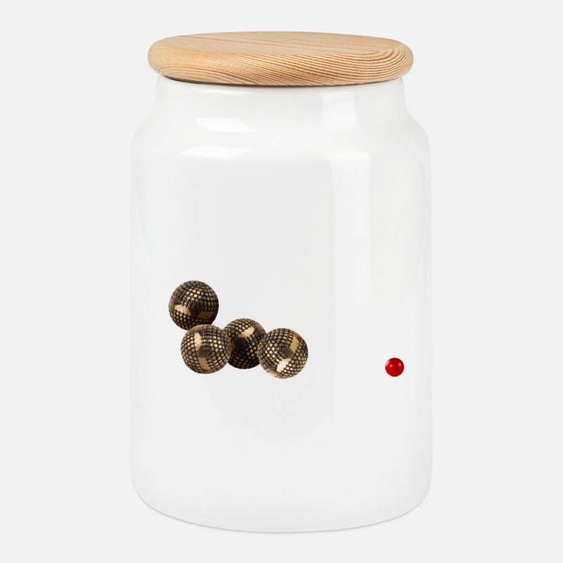 Boule-Spiel - Keksdose mit Holzdeckel - Weiß
