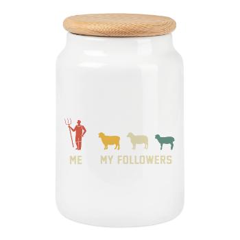 sheep me and my followers gift for sheep lover - Cookie Jar with Wooden Lid - white - Front