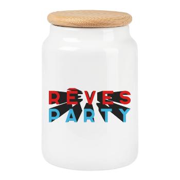 RÊVE PARTY #2 - let's talk - Boîte à biscuits avec couvercle en bois - blanc - Devant
