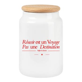 Réussir est un voyage, pas une destination - Boîte à biscuits avec couvercle en bois - blanc - Devant