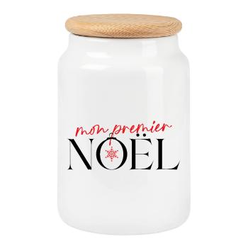 Mein erstes Weihnachtsfest mit der roten Schneeflocke - Keksdose mit Holzdeckel - Weiß - Vorne