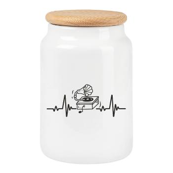 Vintage Phonograph Retro Music Rhythm Heart - Keksdose mit Holzdeckel - Weiß - Vorne