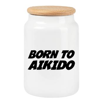 Geboren für Aikido - Keksdose mit Holzdeckel - Weiß - Vorne