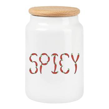 Chili scharf - Keksdose mit Holzdeckel - Weiß - Vorne