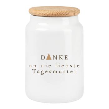 Merci à votre chère baby-nurse – idée cadeau - Boîte à biscuits avec couvercle en bois - blanc - Devant