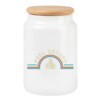Baltic Sea Holiday ISLAND OF POEL Souvenier Funny - Cookie Jar with Wooden Lid - white - Front
