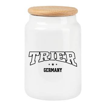 T-shirt souvenir de Trier – Collège de style vintage - Boîte à biscuits avec couvercle en bois - blanc - Devant
