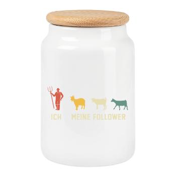 Me and my followers retro goat goats - Cookie Jar with Wooden Lid - white - Front