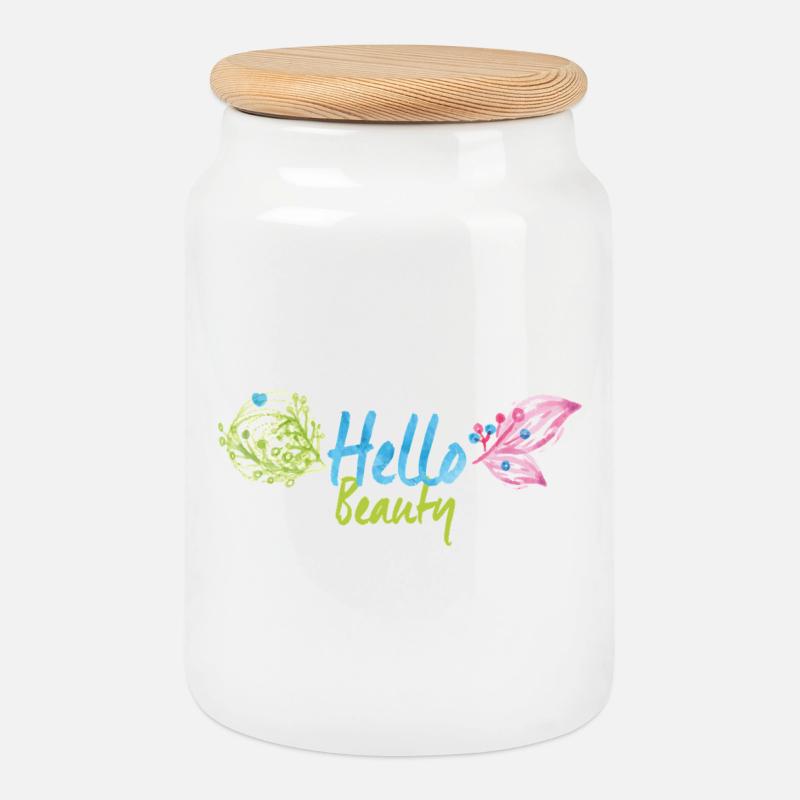 Hello Beautiful - Keksdose mit Holzdeckel - Weiß