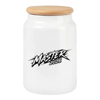 Master 2026 - Cookie Jar with Wooden Lid - white - Front