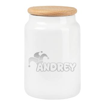 Andrey as Carnival - Cookie Jar with Wooden Lid - white - Front