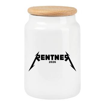 Metal Rentner 2026 Ready to Rock - Rente - Cookie Jar with Wooden Lid - white - Front