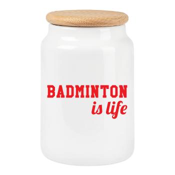 Le badminton c'est la vie ! - Boîte à biscuits avec couvercle en bois - blanc - Devant