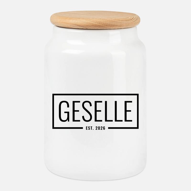 Geselle Est. 2026 - Keksdose mit Holzdeckel - Weiß