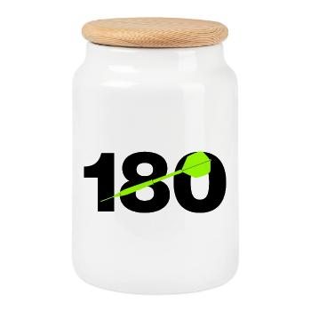 180 Triple 20 Perfektion! ONEHUNDRETEIGHTY, Darts - Keksdose mit Holzdeckel - Weiß - Vorne