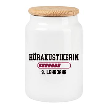Apprenticeship as a hearing aid acoustician 3rd year of training as a hearing aid acoustician - Cookie Jar with Wooden Lid - white - Front