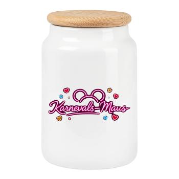 Tenue de carnaval de souris de carnaval mignonne - Boîte à biscuits avec couvercle en bois - blanc - Devant