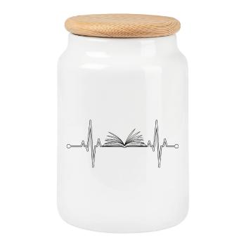Lecteur de livres Heartbeat - Livre Heartbeat - Boîte à biscuits avec couvercle en bois - blanc - Devant