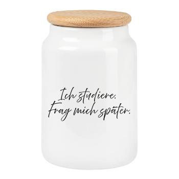 Ich studiere. Frag mich später. - Keksdose mit Holzdeckel - Weiß - Vorne