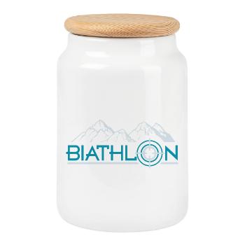 biathlon - Cookie Jar with Wooden Lid - white - Front