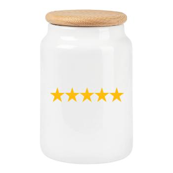 Delulu cinq étoiles - Boîte à biscuits avec couvercle en bois - blanc - Devant