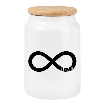 Infinity Love Symbol – Schwarz - Keksdose mit Holzdeckel - Weiß - Vorne