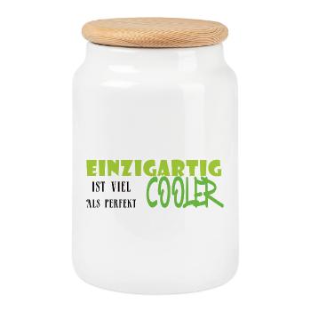 Uniquely cool graffiti - Cookie Jar with Wooden Lid - white - Front