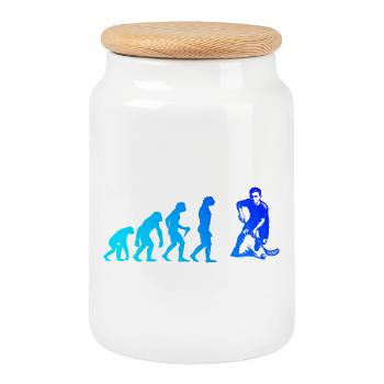 Floorball perfect for every floorball - Cookie Jar with Wooden Lid - white - Front
