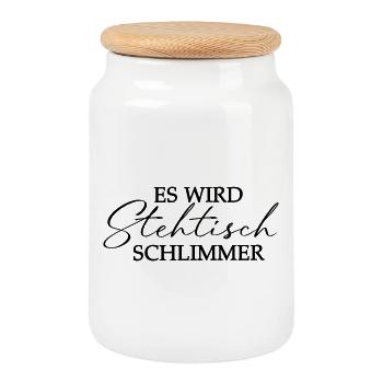 It's getting worse bar table - Typography motif - Cookie Jar with Wooden Lid - white - Front