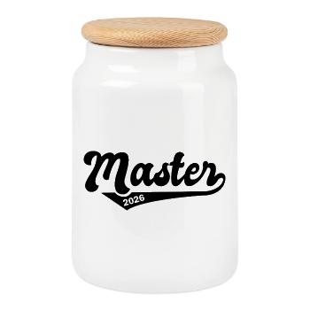 Master 2026 Graduation Graduation - Cookie Jar with Wooden Lid - white - Front