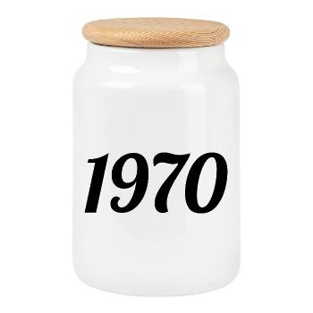 1970 Vintage 1970 Anniversaire Rétro 1970 Cadeau - Boîte à biscuits avec couvercle en bois - blanc - Devant