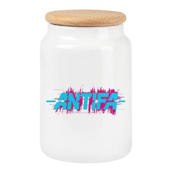 Antifa - Antifascist Merch - Cookie Jar with Wooden Lid - white - Front